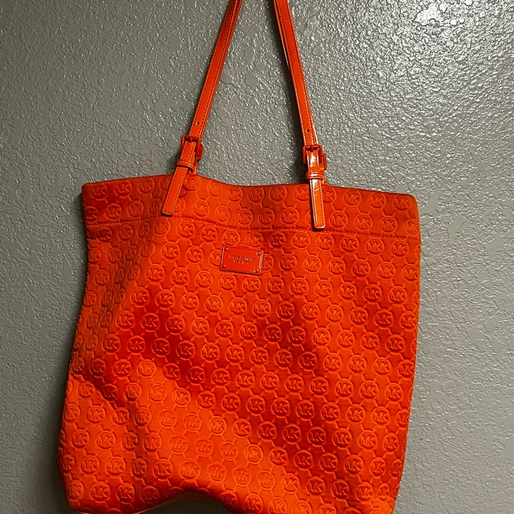 Bright Orange Embossed Michael Kors Tote Bag